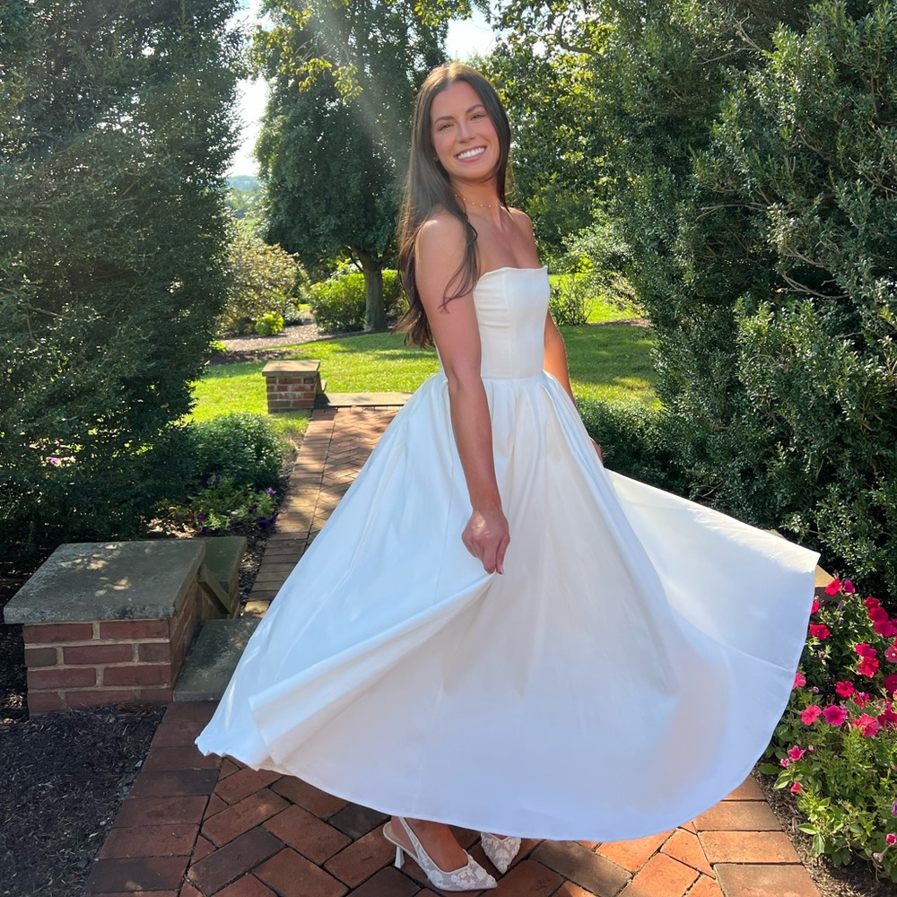 House of CB Strapless White Dress